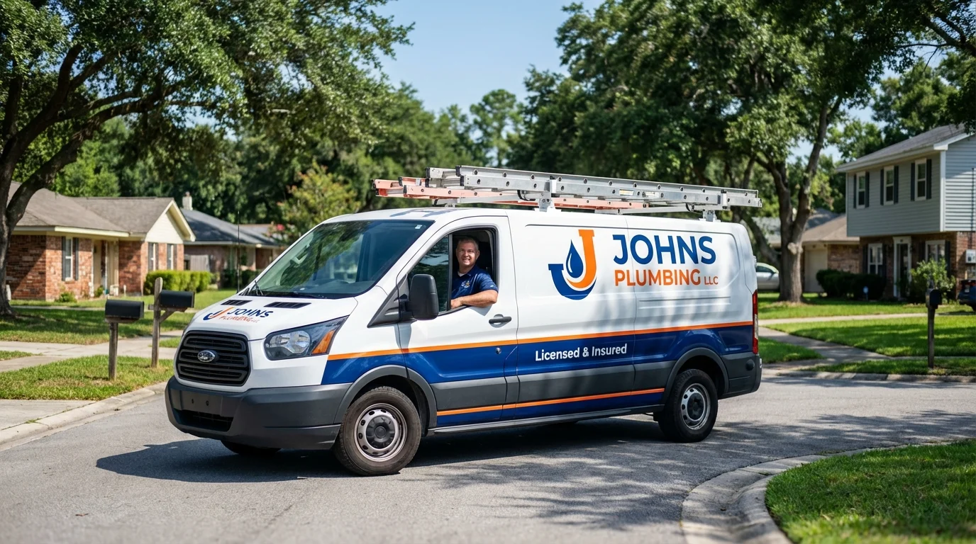 Johns Plumbing LLC service van in Pocahontas, AR