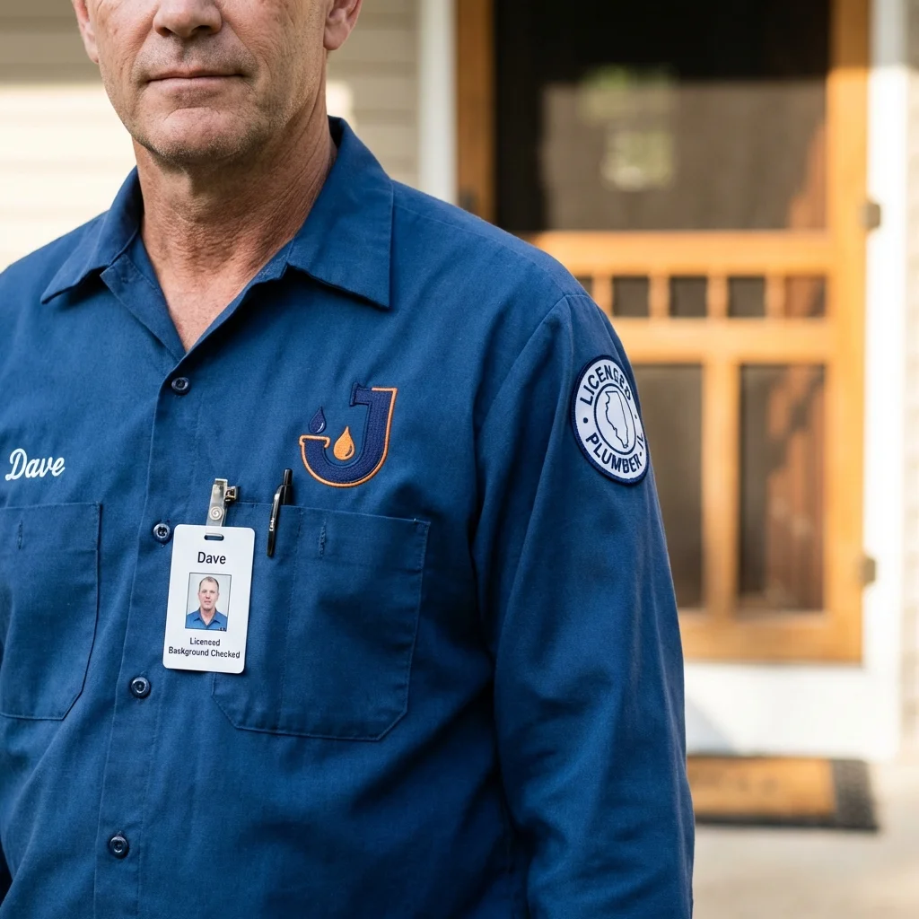 Licensed plumber showing ID badge in Pocahontas, AR