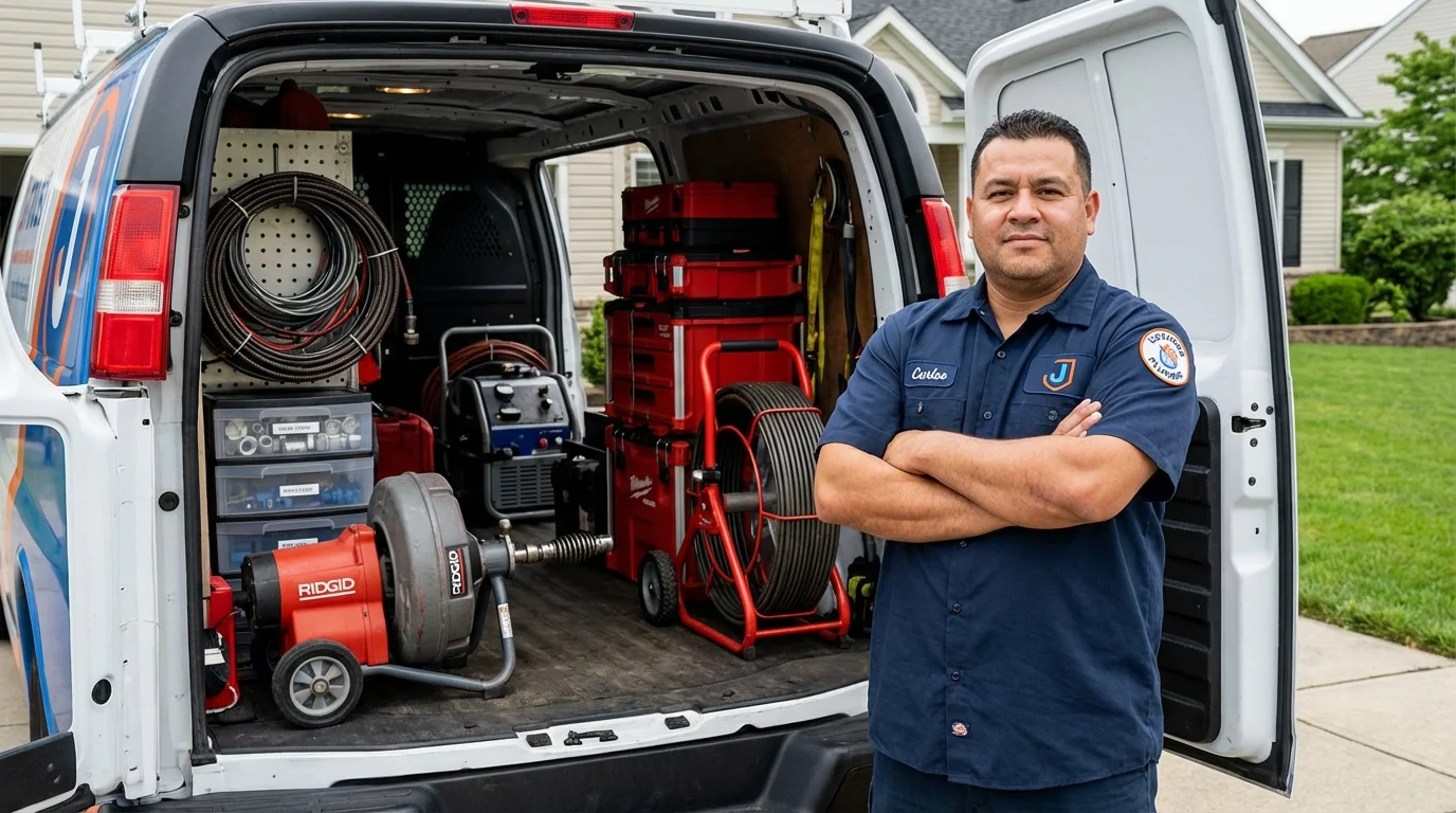 Professional drain cleaning equipment and Johns Plumbing LLC plumber in Pocahontas