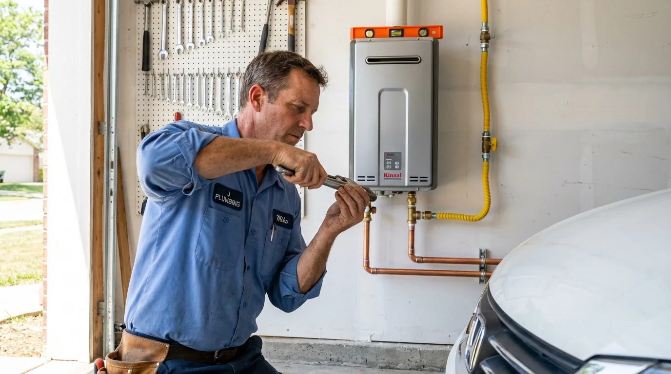Tankless water heater installation by a Johns Plumbing LLC plumber in Pocahontas